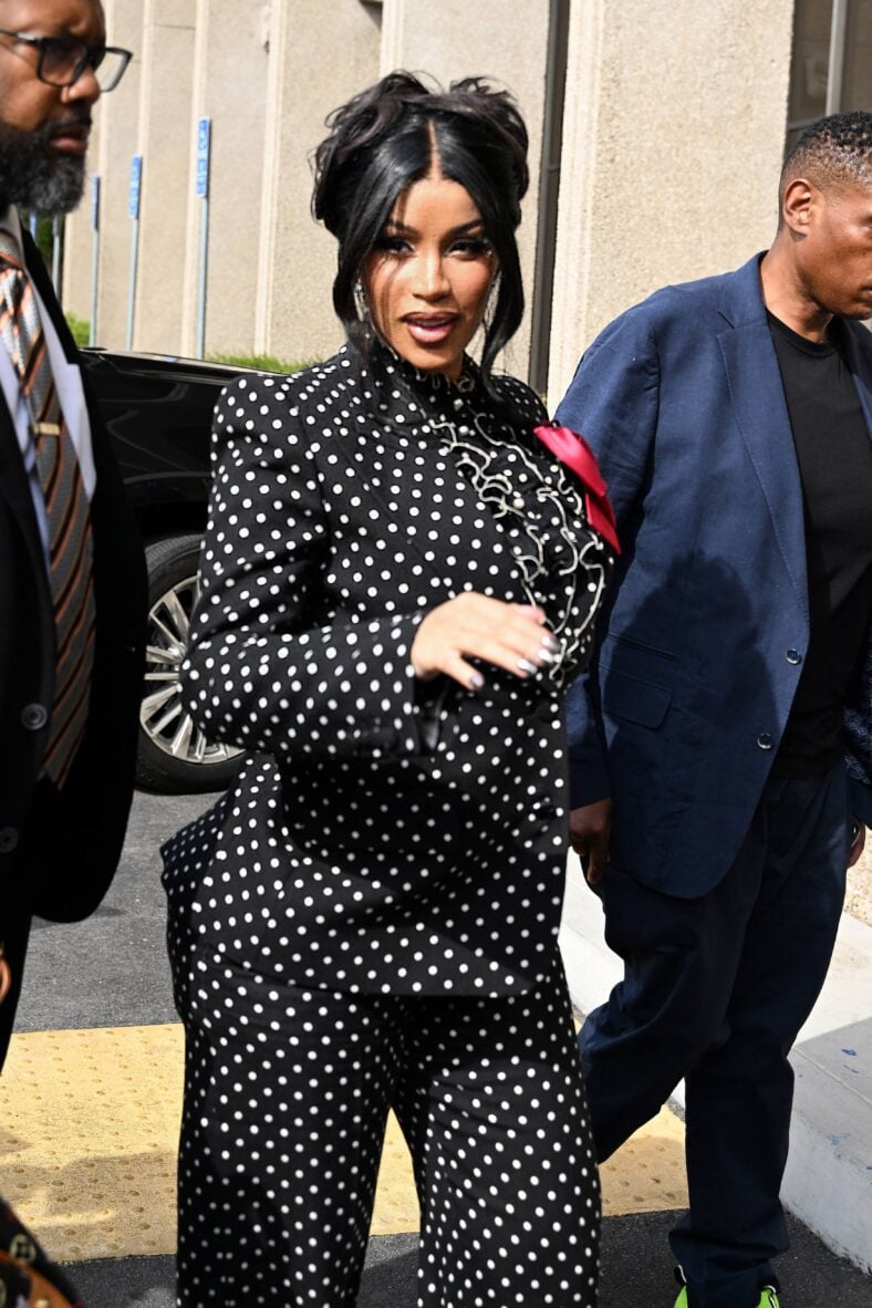 Cardi B wears Polka Dots and a black wig on her fourth day of court appearances