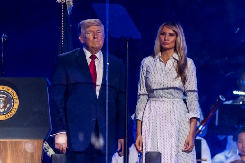 Donald Trump speaks during the Salute to America 250 celebration