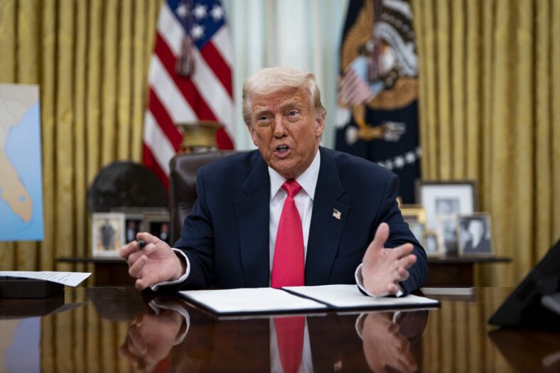 Trump meets reporters