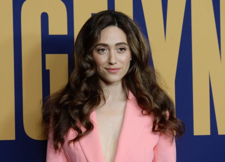 Emmy Rossum on the Angelyne red carpet