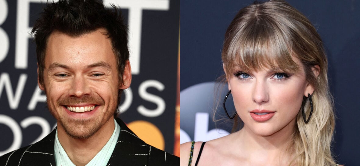 A photo collage of Harry Styles and Taylor Swift