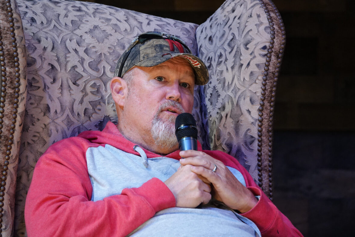 Larry the Cable Guy speaks onstage