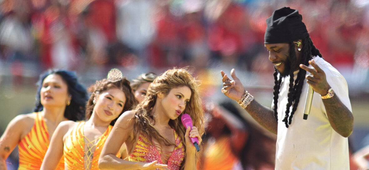 Shakira and Burna Boy at the FIFA World Cup Halftime Show