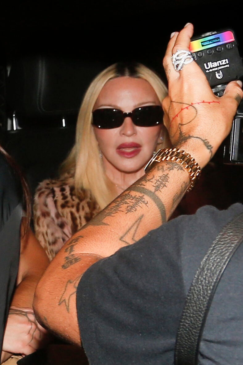 Madonna is seen leaving her hotel during Paris Fashion Week
