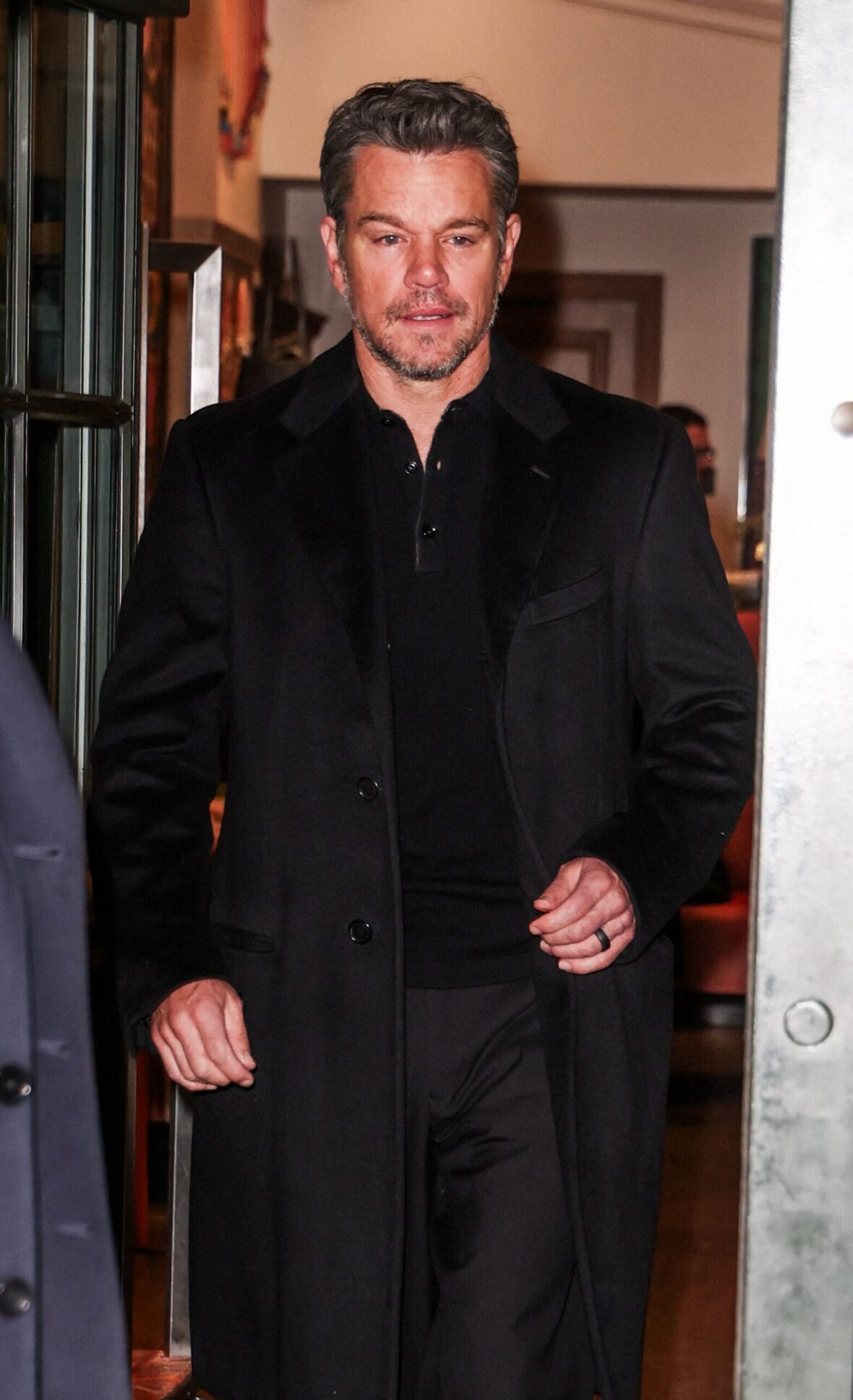 Matt Damon is seen leaving his hotel as he heads to the Tonight Show starring Jimmy Fallon this evening in New York City