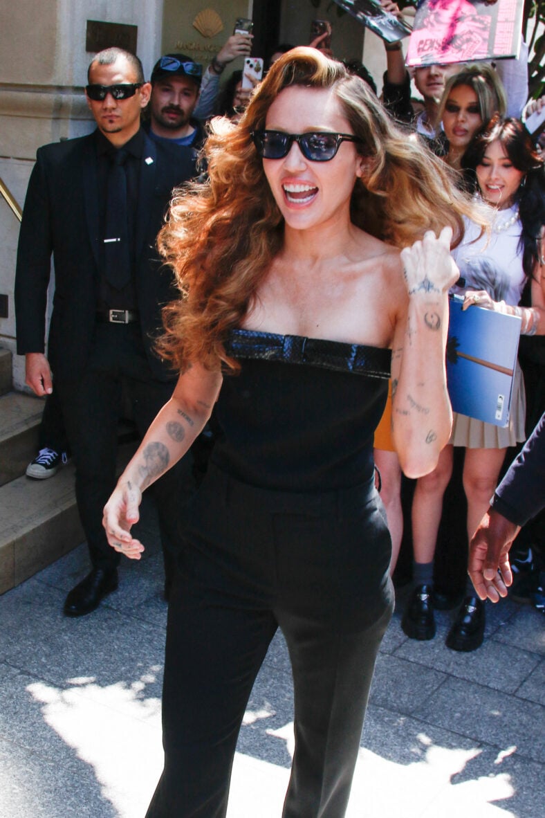 Miley Cyrus leaving her hotel before her private Spotify concert in Paris