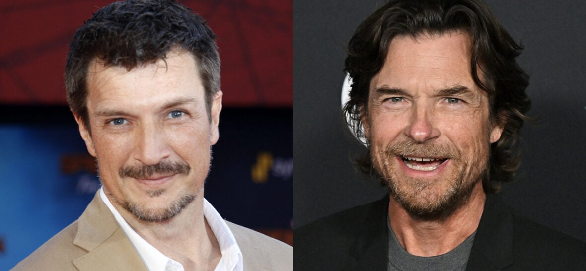 A photo collage of Nathan Fillion and Jason Bateman