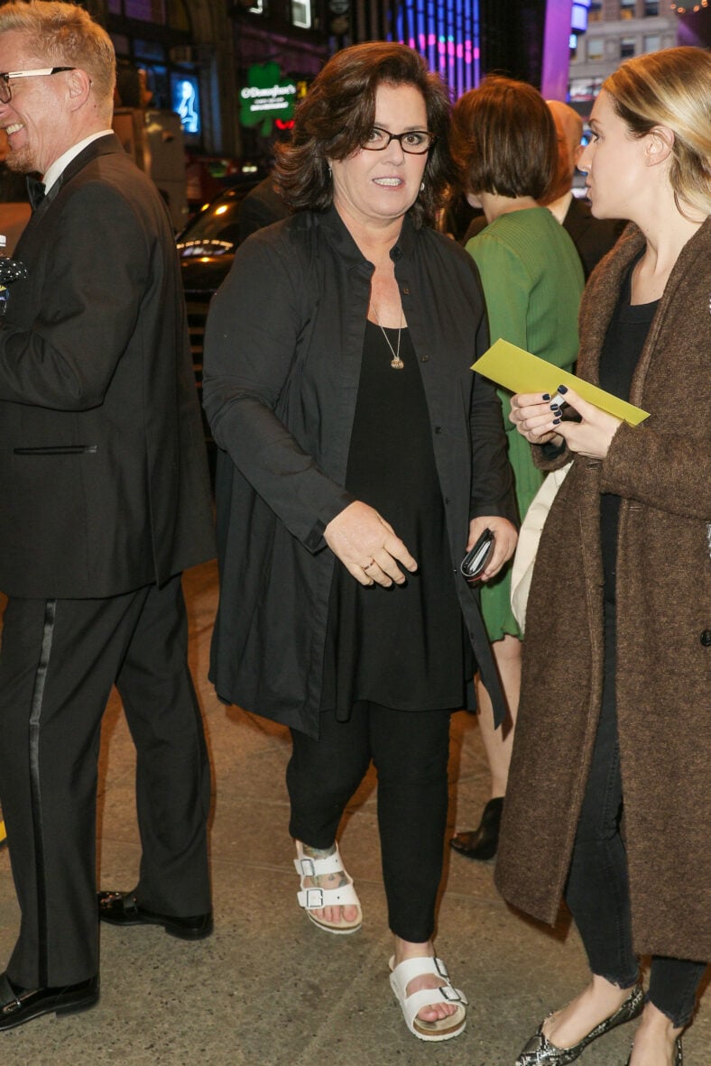 Rosie ODonnell and Uzo Aduba are seen arriving at Sunday In The Park With George opening held at the Hudson Theatre on Broadway, New York City.