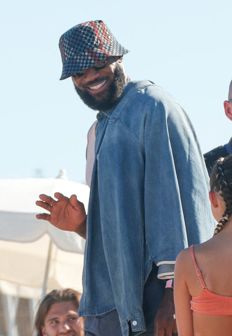 Tessa Thompson, Brandon Green, Lebron James and Savannah James are seen leaving Le Club 55 in Saint Tropez