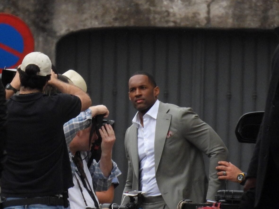 Thorsten Kaye and Lawrence Saint-Victor are spotted on the set of "The bold and the beautiful" in Rome.