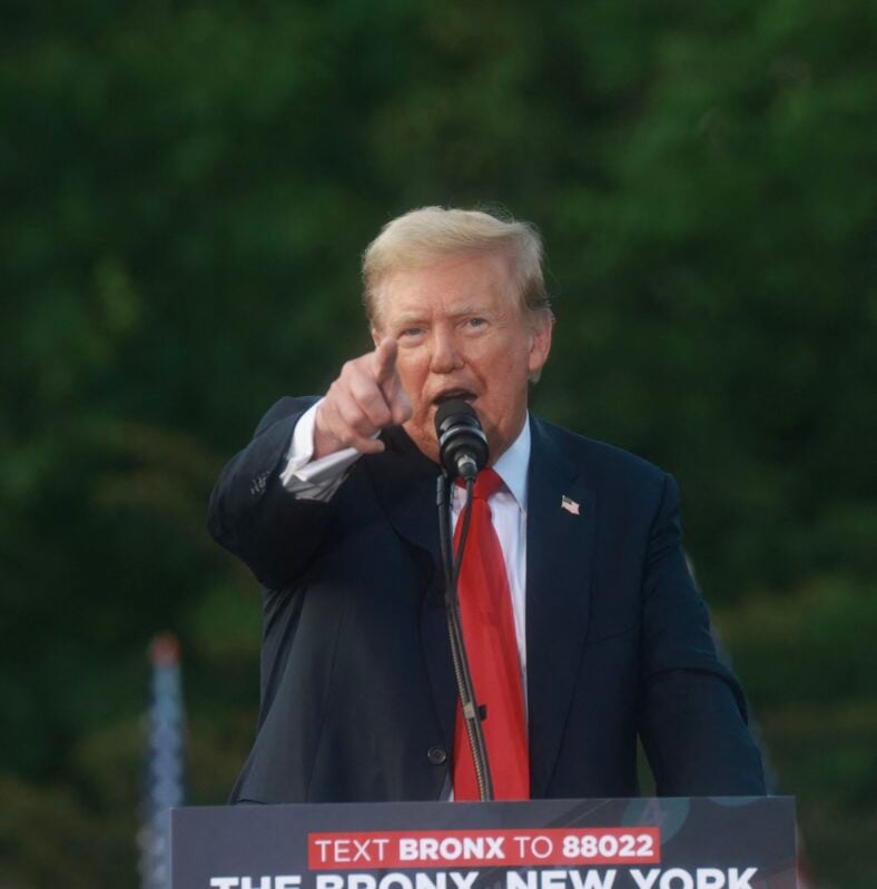 Donald Trump speaks at a rally