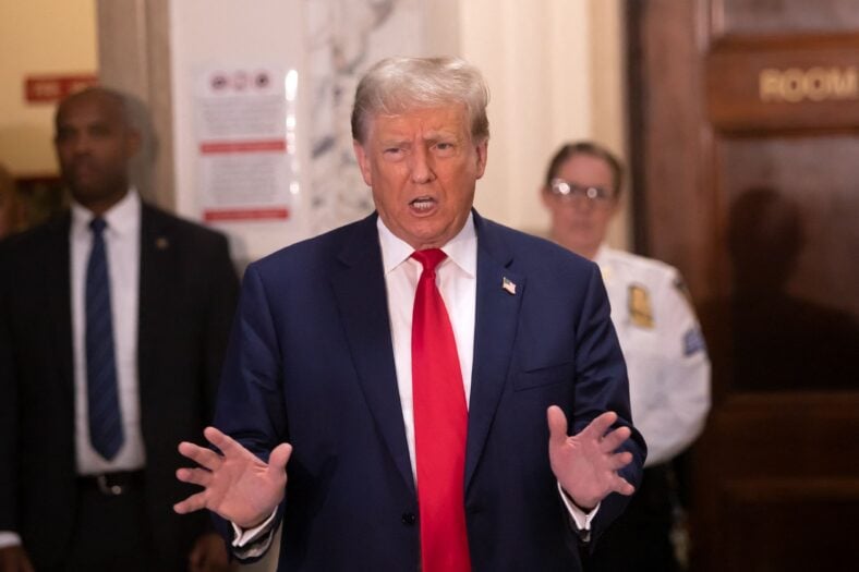 Donald Trump addresses the media