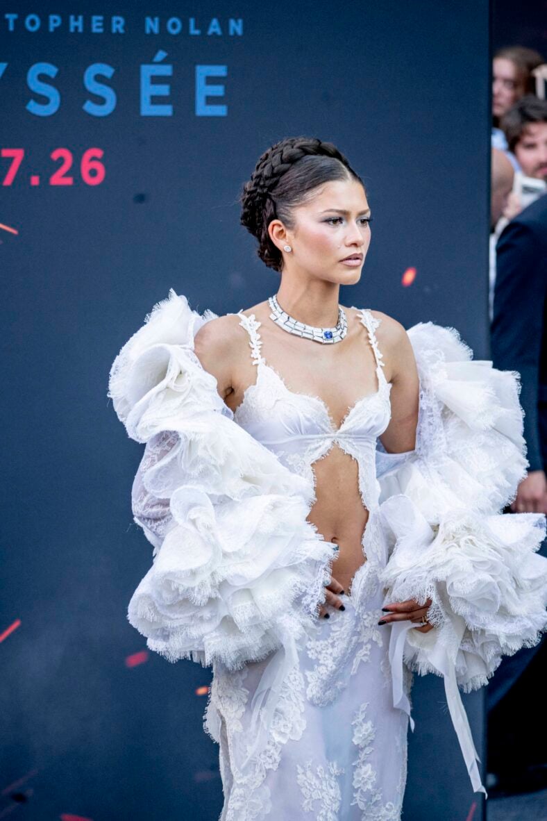 Zendaya in a white cutout gown