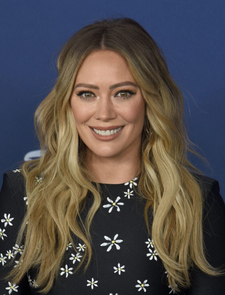 Hilary Duff at DISNEY 2022 Upfront Red Carpet, held at Basketball City at Pier 36 in New York