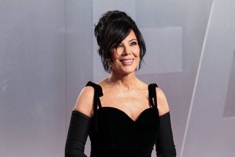 Kris Jenner wearing vintage Valentino SS95 Couture arrives at the 2026 Vanity Fair Oscar Party (98th Annual Academy Awards) Hosted By Mark Guiducci