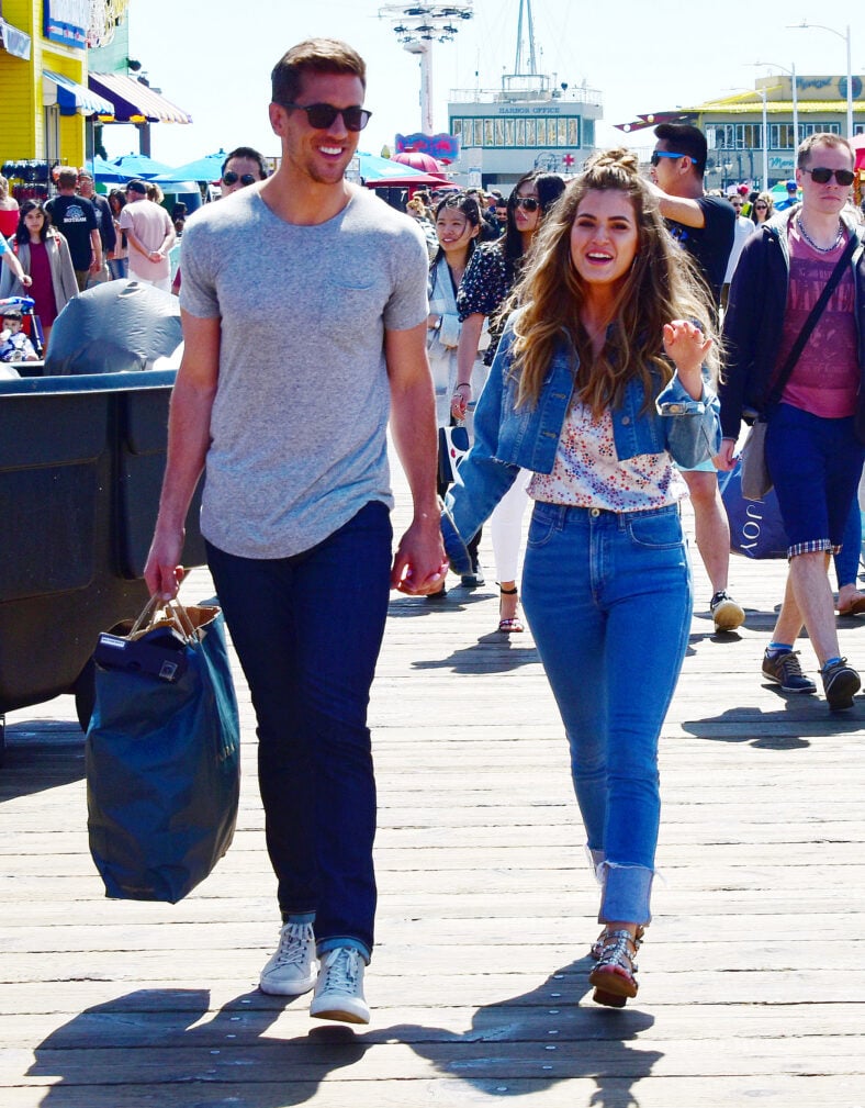the Bachelorette JoJo Fletcher and her fiancé Jordan Rodgers enjoying the day at the Santa Monica Pier