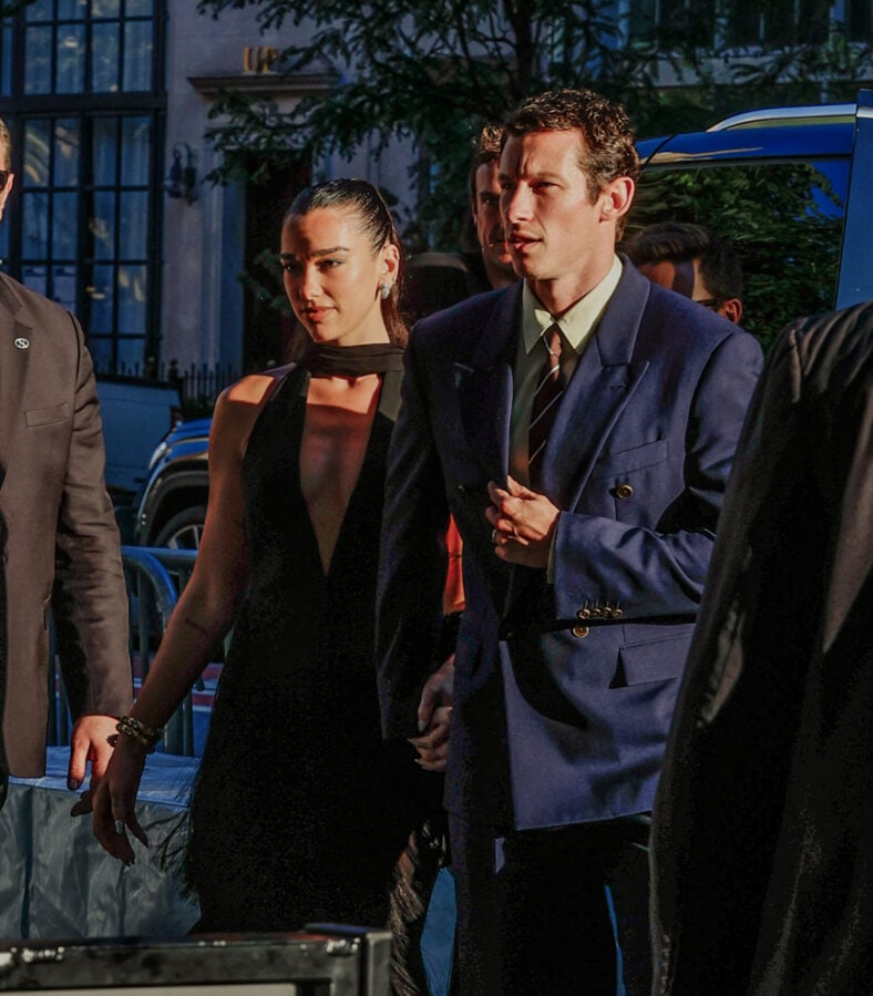 Dua Lipa and Callum Turner are seen at the One Night Only premiere in New York City