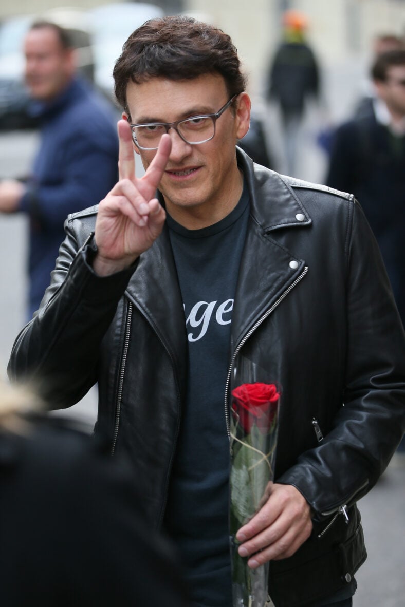 Film Directors Russo Brothers meeting the fans outside their London Hotel as they promote the new Avengers Endgame film - London