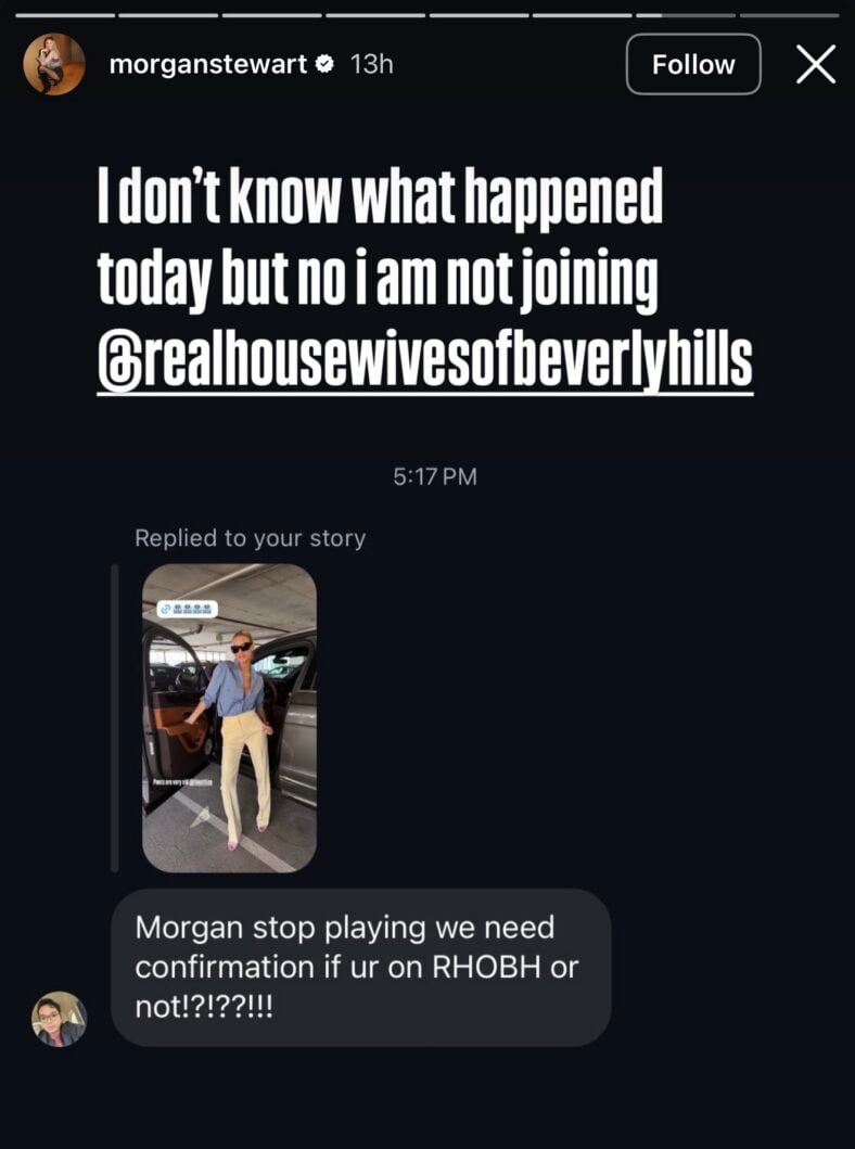 Morgan Stewart addresses 'RHOBH' rumors