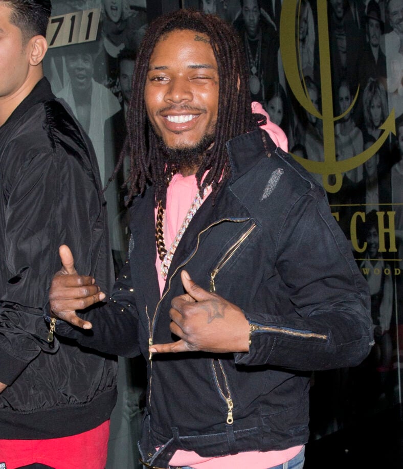 Rapper Fetty Wap was seen showing off his diamond encrusted Gold necklace as he was seen leaving dinner at 'Catch LA' in West Hollywood, CA