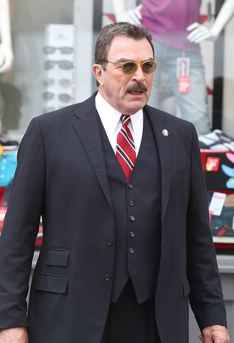 Tom Selleck is seen shooting on location for the CBS TV Series  'Blue Bloods'