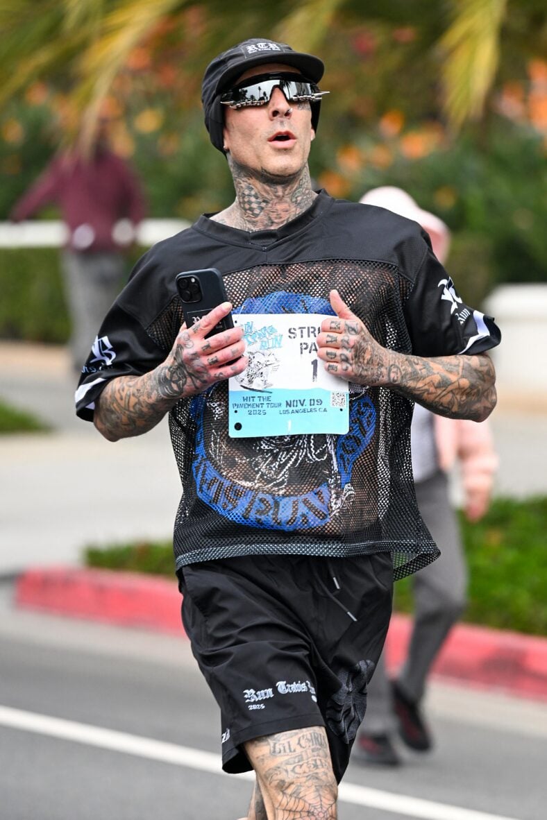 Travis Barker runs in the Run Travis Run event in Santa Monica Ca