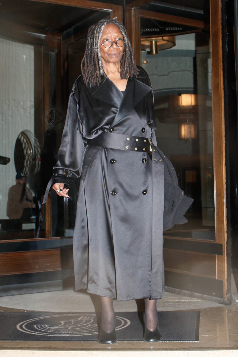 Whoopi Goldberg is seen leaving her hotel before Ami show during Paris Fashion Week