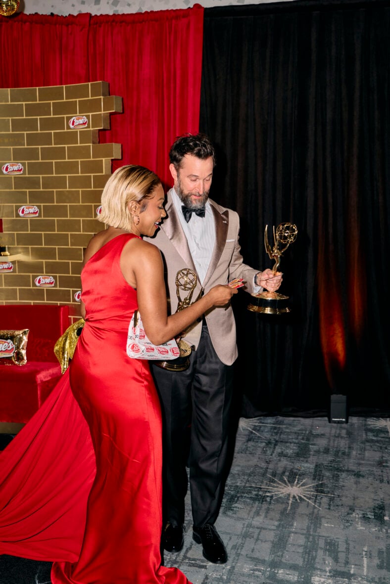 Tiffany Haddish and Noah Wyle backstage at the Emmys