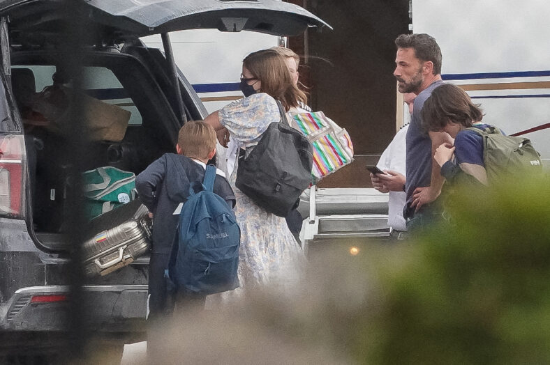 Ben Affleck and his children are seen at a private airport in Georgia after his wedding to Jennifer Lopez