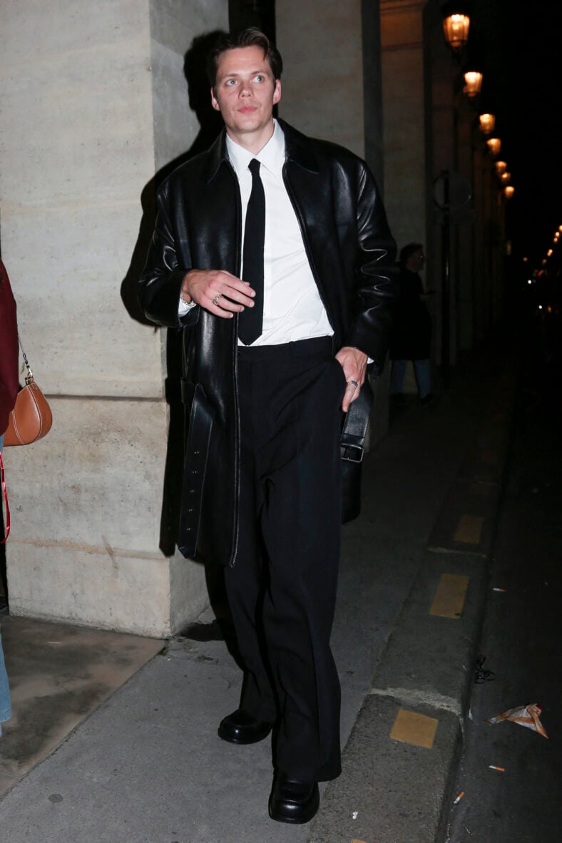 Bill Skarsgard and Alida Morberg leaving Costes hotel during Paris Fashion Week