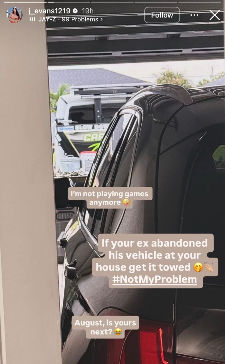 Jenelle Evans reveals she got her ex's car towed