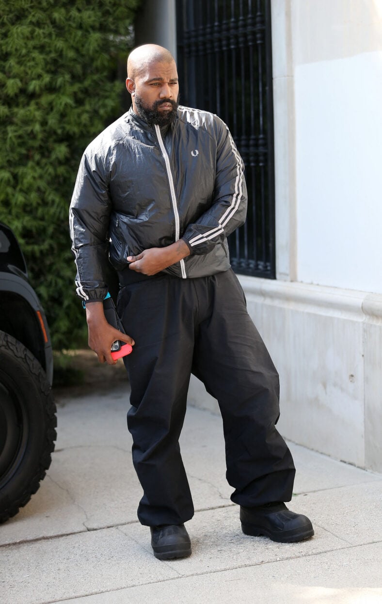 Kanye West is seen arriving solo at the studio