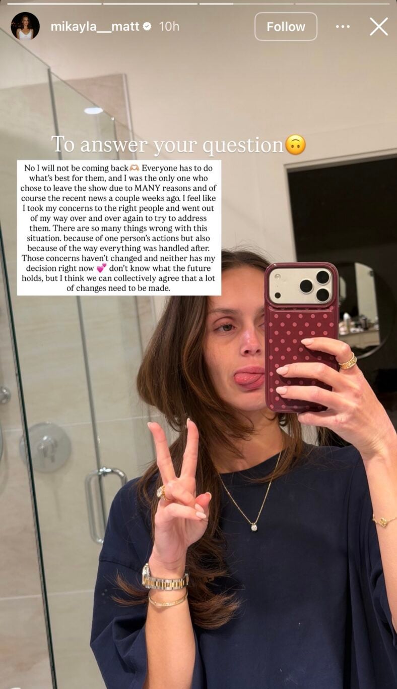 Mikayla Matthews addresses possible 'SLOMW' return
