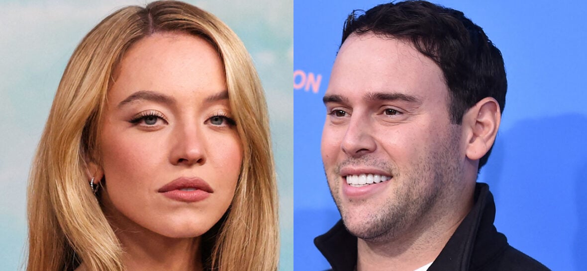 A photo collage of Sydney Sweeney and Scooter Braun
