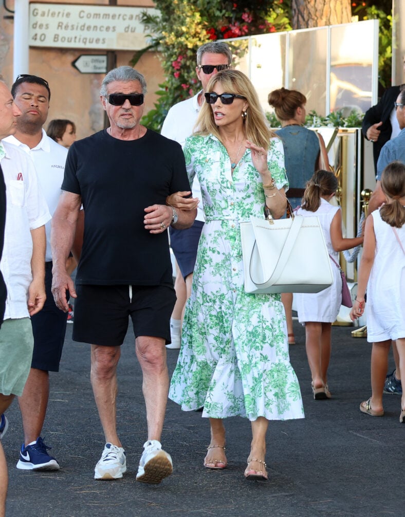 Sylvester Stallone and his wife Jennifer Flavin strolling in St Tropez