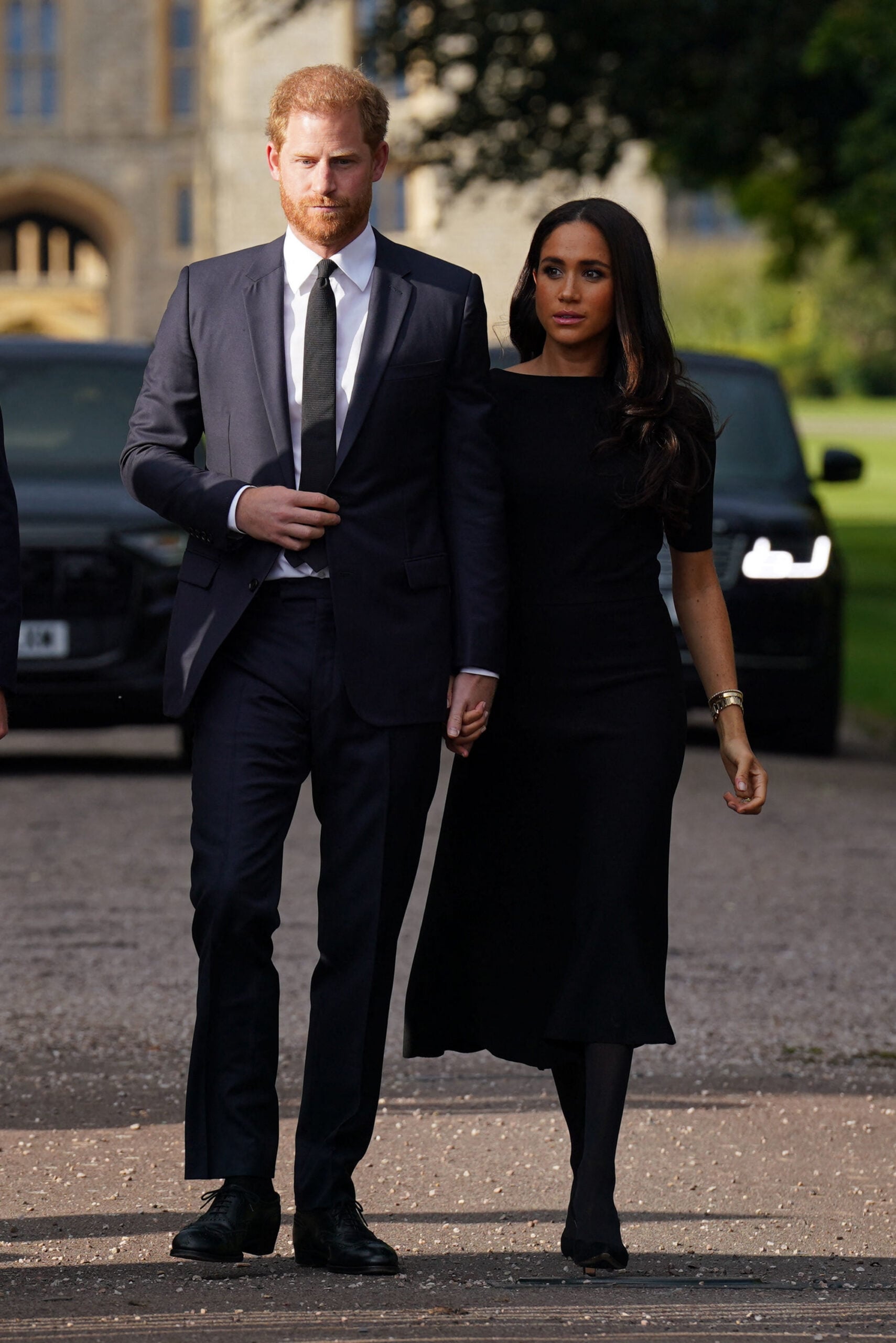 Prince Harry & Meghan Markle’s UK Return Gets Brutal ‘SNL’ Joke 2 The Princess of Wales the Prince of Wales and the Duke and Duchess of Sussex meeting members of the public at Windsor Castle in Berkshire following the death of Queen Elizabeth II on Thursday MEGA894302 006 scaled