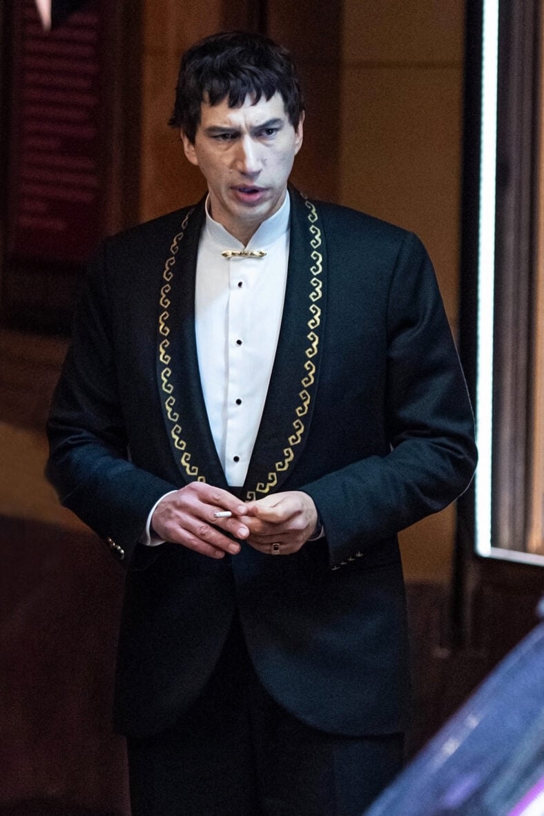 Adam Driver gets into character as "Caesar" in Francis Ford Coppola's Megalopolis filming in Atlanta, Georgia.