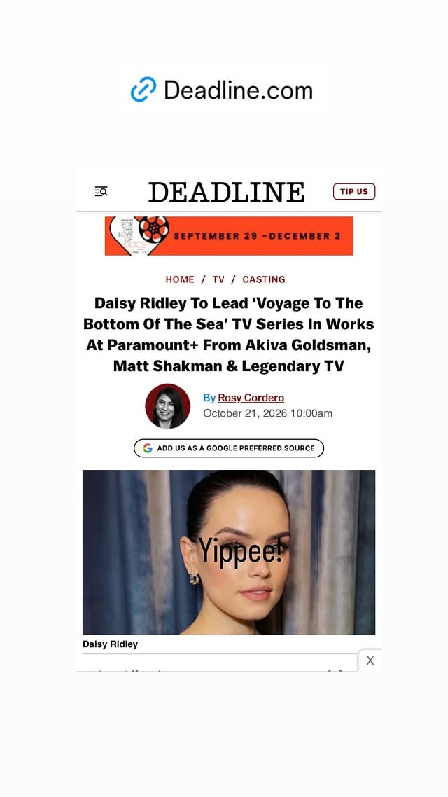 Daisy Ridley commenting on new project
