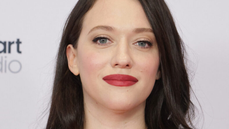 Kat Dennings Adjusting Her Plunging Top ‘Can’t Hide’ Her Chest