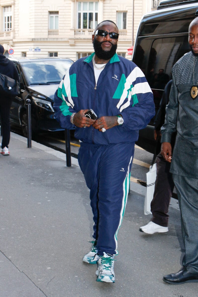 Rick Ross arriving at his hotel in Paris after shopping